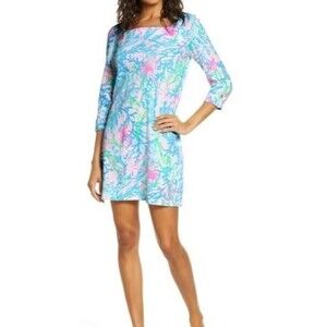 Lilly Pulitzer Bailee Multi Coral Bay 100% Cotton Dress Size Large (12/14)